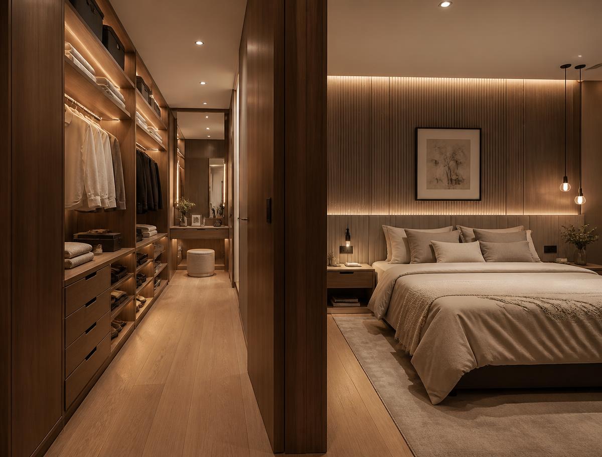 Closet integrado com iluminação LED