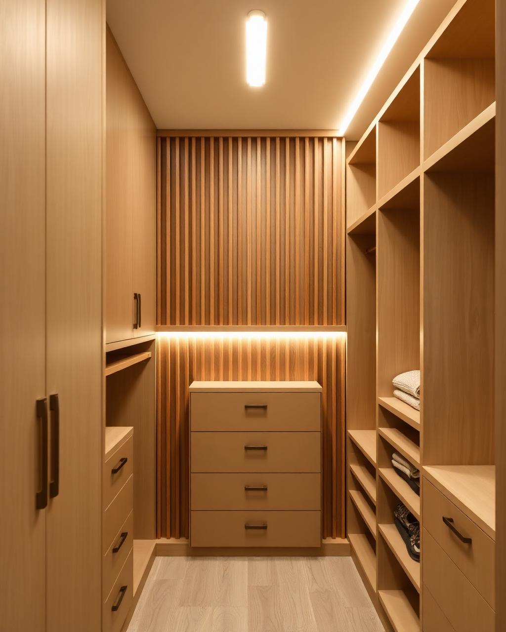 Closet ripado com nichos sob medida